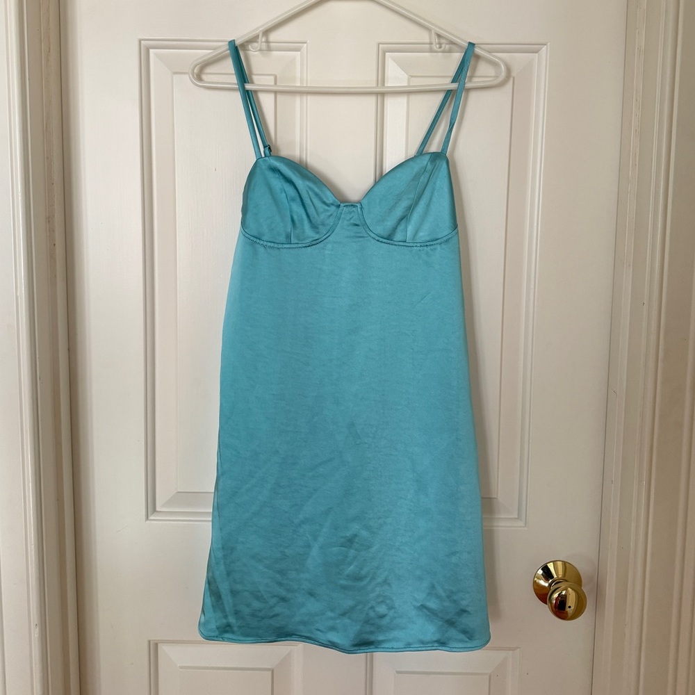 NWT Turquoise Satin Slip Dress